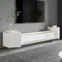 Hanah Home Mueble de TV 180 cm Blanco y Dorado con Armarios y Estantes